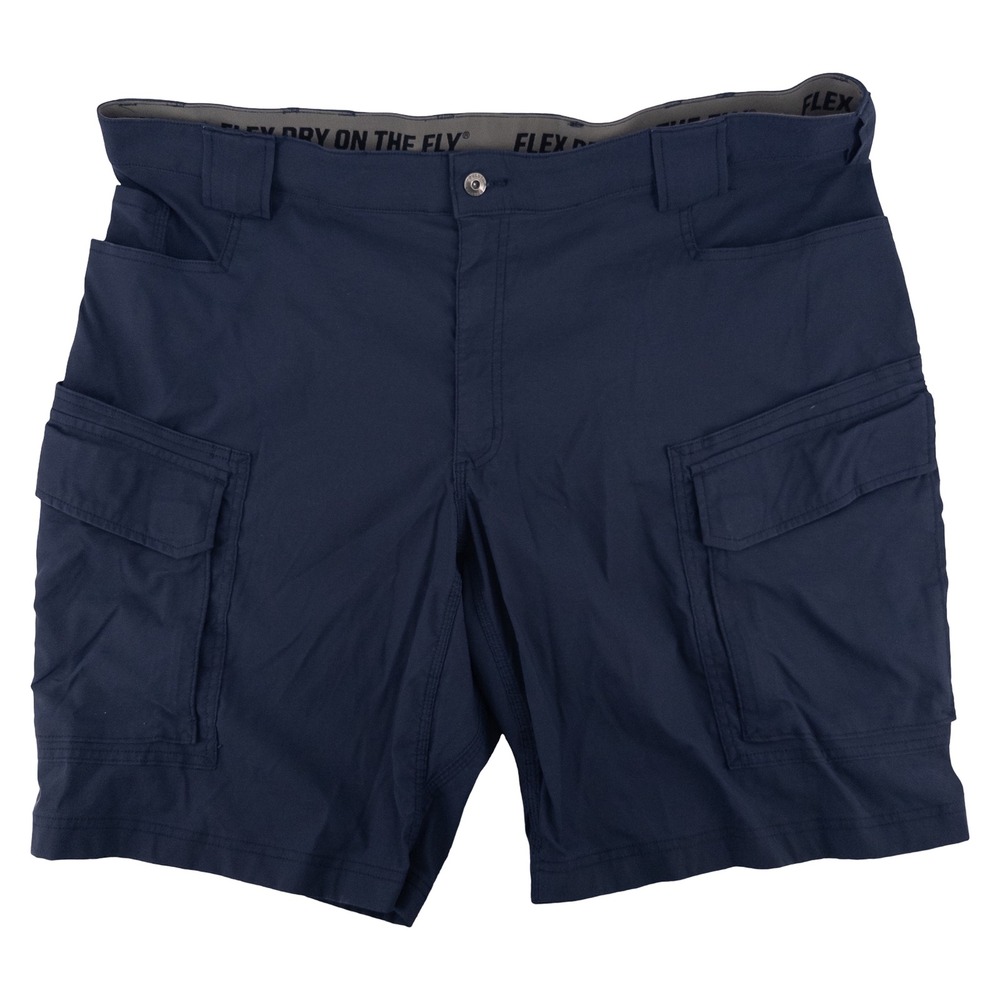 Duluth Trading Co Mens 44 Flex Dry on the Fly Cargo Shorts Navy Blue Relaxed Fit